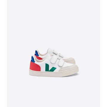 White/Red Kids' Veja V-12 LEATHER Sneakers | AU 883FDN